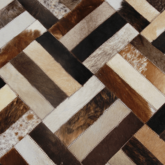 Covor de lux din piele, maro/negru/bej, patchwork, 170x240 , PIELE DE VITĂ TIP 2