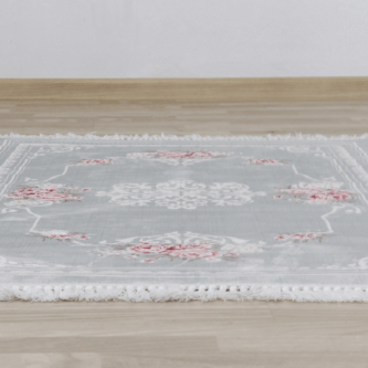 Covor 80x150 cm, gri/model cu flori, SEDEF TYP 2