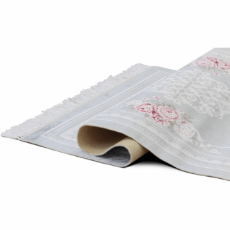 Covor 80x150 cm, gri/model cu flori, SEDEF TYP 2