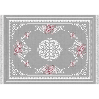 Covor 80x150 cm, gri/model cu flori, SEDEF TYP 2