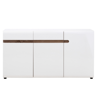 Comodă, albă strălucitoare HG/stejar sonoma închis, LYNATET TYP 40
