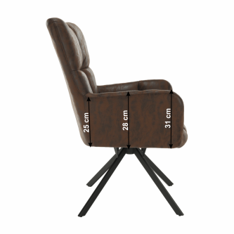 Fotoliu de design rotativ, maro ţesătură cu efect de piele întoarsă/negru, KOMODO