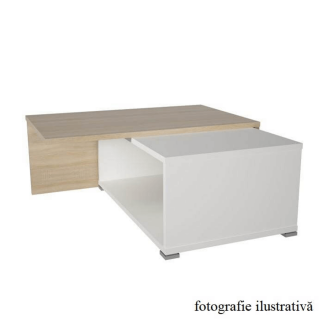 Măsuţă de cafea extensibilă, negru/alb, DRON