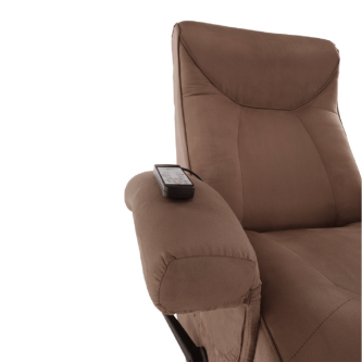 Fotoliu relaxant, cu funcţie electrică de vibraţie, textil maro, SUAREZ