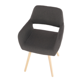 Scaun de design,material textil maro închis/lemn fag, GODRIC