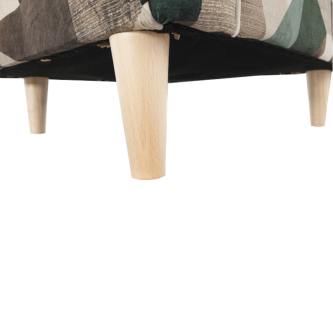 Fotoliu cu taburet, material maro-verde cu model, ASTRID