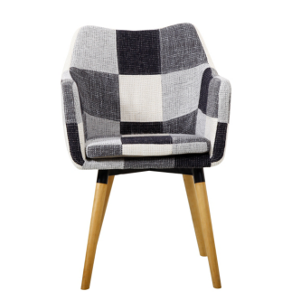 Fotoliu, alb/model patchwork negru/fag, LANDOR