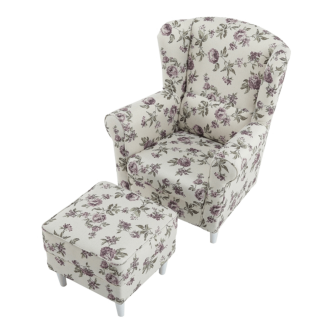 Fotoliu cu taburet, material textil rose 18, ASTRID