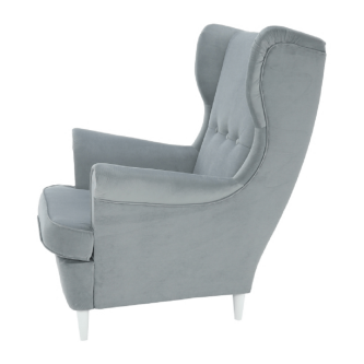 Fotoliu, material textil gri deschis/alb, RUTINO