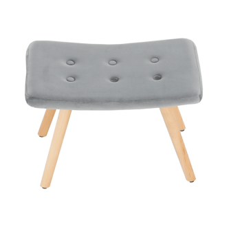 Fotoliu cu taburet, material de catifea gri/fag, LAGER NEW