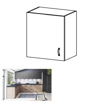 Dulap superior, stejar artizanal / gri mat, stânga, LANGEN G60G