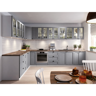 Cabinet inferior, gri mat/alb, model dreapta, LAYLA D40S1