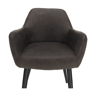 Fotoliu design, ţesătură din piele periată, maro Taupe / negru, LACEY