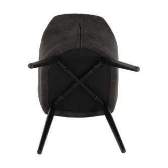 Fotoliu design, ţesătură din piele periată, maro Taupe / negru, LACEY