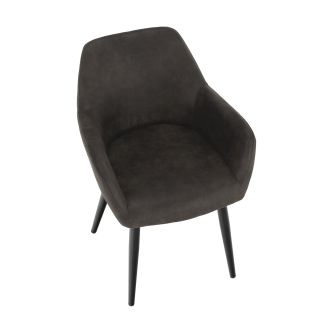 Fotoliu design, ţesătură din piele periată, maro Taupe / negru, LACEY