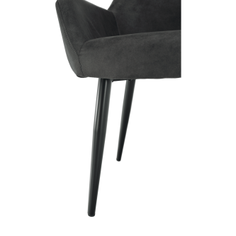 Fotoliu design, ţesătură din piele periată, gri / negru, LACEY