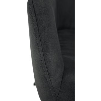 Fotoliu design, ţesătură din piele periată, gri / negru, LACEY