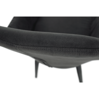 Fotoliu design, ţesătură din piele periată, gri / negru, LACEY