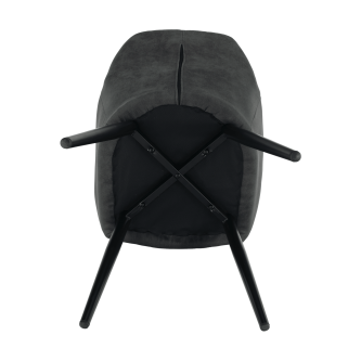 Fotoliu design, ţesătură din piele periată, gri / negru, LACEY