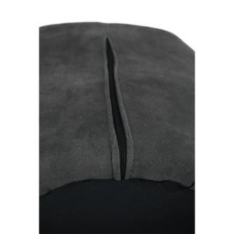 Fotoliu design, ţesătură din piele periată, gri / negru, LACEY