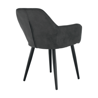 Fotoliu design, ţesătură din piele periată, gri / negru, LACEY