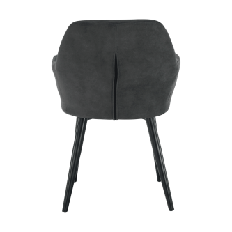 Fotoliu design, ţesătură din piele periată, gri / negru, LACEY