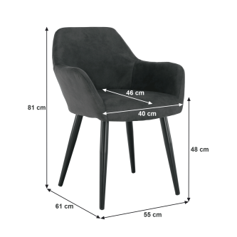Fotoliu design, ţesătură din piele periată, gri / negru, LACEY
