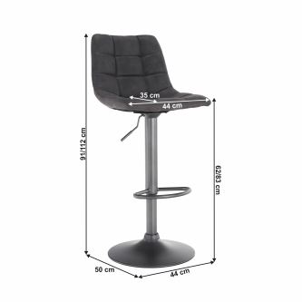 Scaun de bar, gri / negru, LAHELA