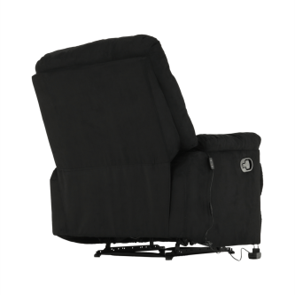 Fotoliu reglabil masaj, material textil catifea negru, LAMBERT