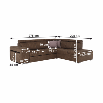 colţar, material maro/violet deschis, dreapta, LANZA