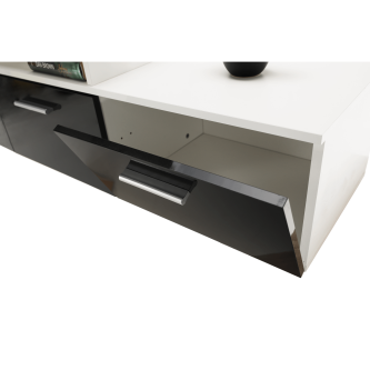 Mobilier living, alb/extra strălucire neagră HG, LEO