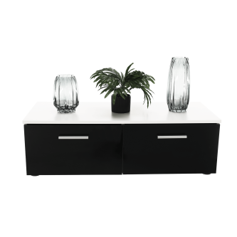 Mobilier living, alb/extra strălucire neagră HG, LEO