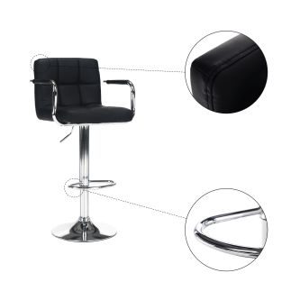 Scaun bar, piele ecologică negru/crom, LEORA 2 NEW