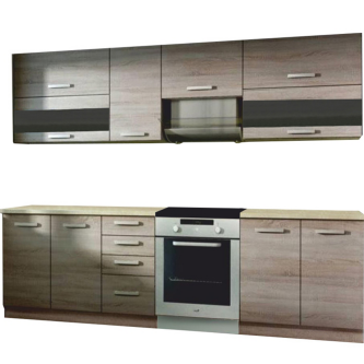 Mobilier bucătărie, stejar sonoma trufă, KALEN