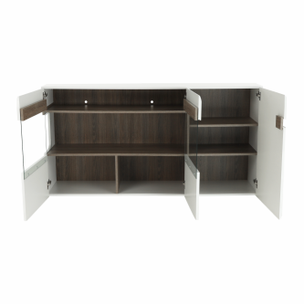 Comodă, albă strălucitoare HG/stejar sonoma închis, LYNATET TYP 42