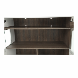 Comodă, albă strălucitoare HG/stejar sonoma închis, LYNATET TYP 42