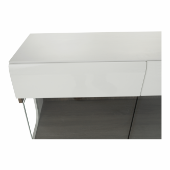 Comodă, albă strălucitoare HG/stejar sonoma închis, LYNATET TYP 42