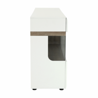 Comodă, albă strălucitoare HG/stejar sonoma închis, LYNATET TYP 42