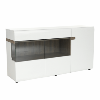 Comodă, albă strălucitoare HG/stejar sonoma închis, LYNATET TYP 42