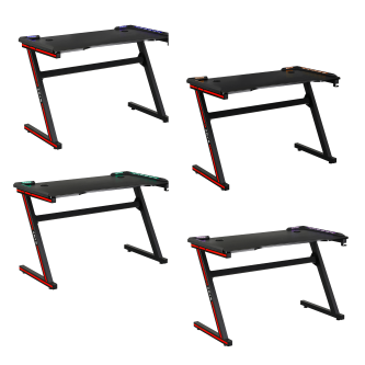 Masă de joc / masă pentru computer, cu iluminare LED RGB, negru / roşu, MACKENZIE 100cm