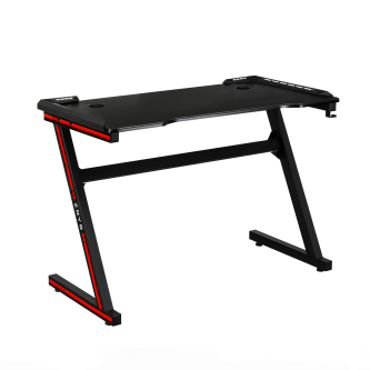 Masă de joc / masă pentru computer, cu iluminare LED RGB, negru / roşu, MACKENZIE 100cm