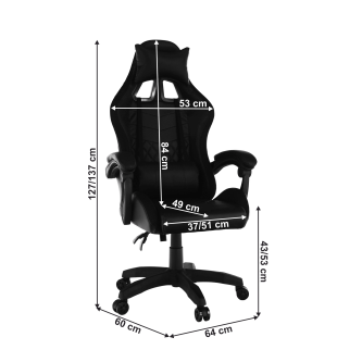 Scaun de birou / joc cu iluminare LED RGB, negru, MAFIRO
