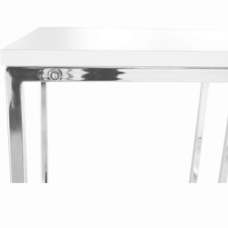 Set 3 măsuţe de cafea, alb mat/crom, MAGNO TYP 3