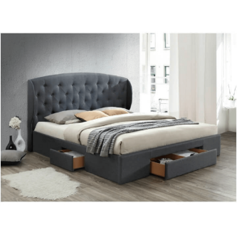 Pat matrimonial, material textil gri, 160x200, OLINA NEW