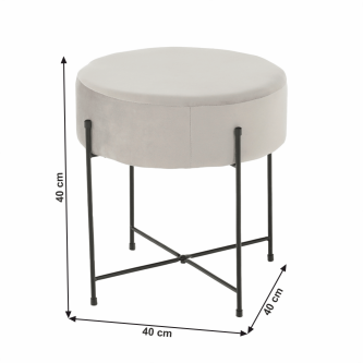 Taburet, catifea Velvet gri/negru, MARIME
