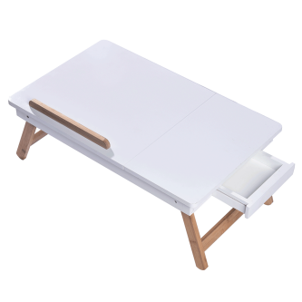 Masă pliabilă pentru laptop, bambus alb / natural, MELTEN