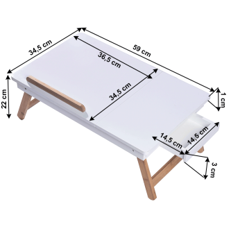 Masă pliabilă pentru laptop, bambus alb / natural, MELTEN