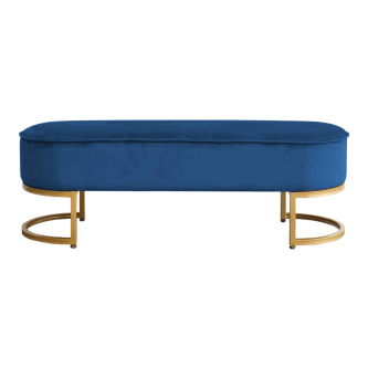 Bancă de design, ţesătură de catifea albastră / crom auriu, MIRILA