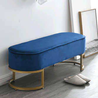 Bancă de design, ţesătură de catifea albastră / crom auriu, MIRILA