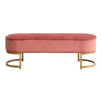 Bancă de design, ţesătură de catifea roz / crom auriu, MIRILA